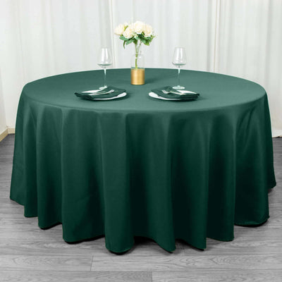 Premium Polyester Round Tablecloth 120" Hunter Emerald Green - Seamless 220GSM Table Cover