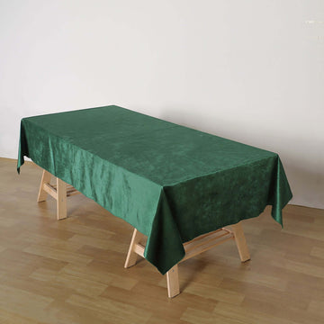 Hunter Emerald Green Seamless Premium Velvet Rectangle Tablecloth, Reusable Linen 60"x102"