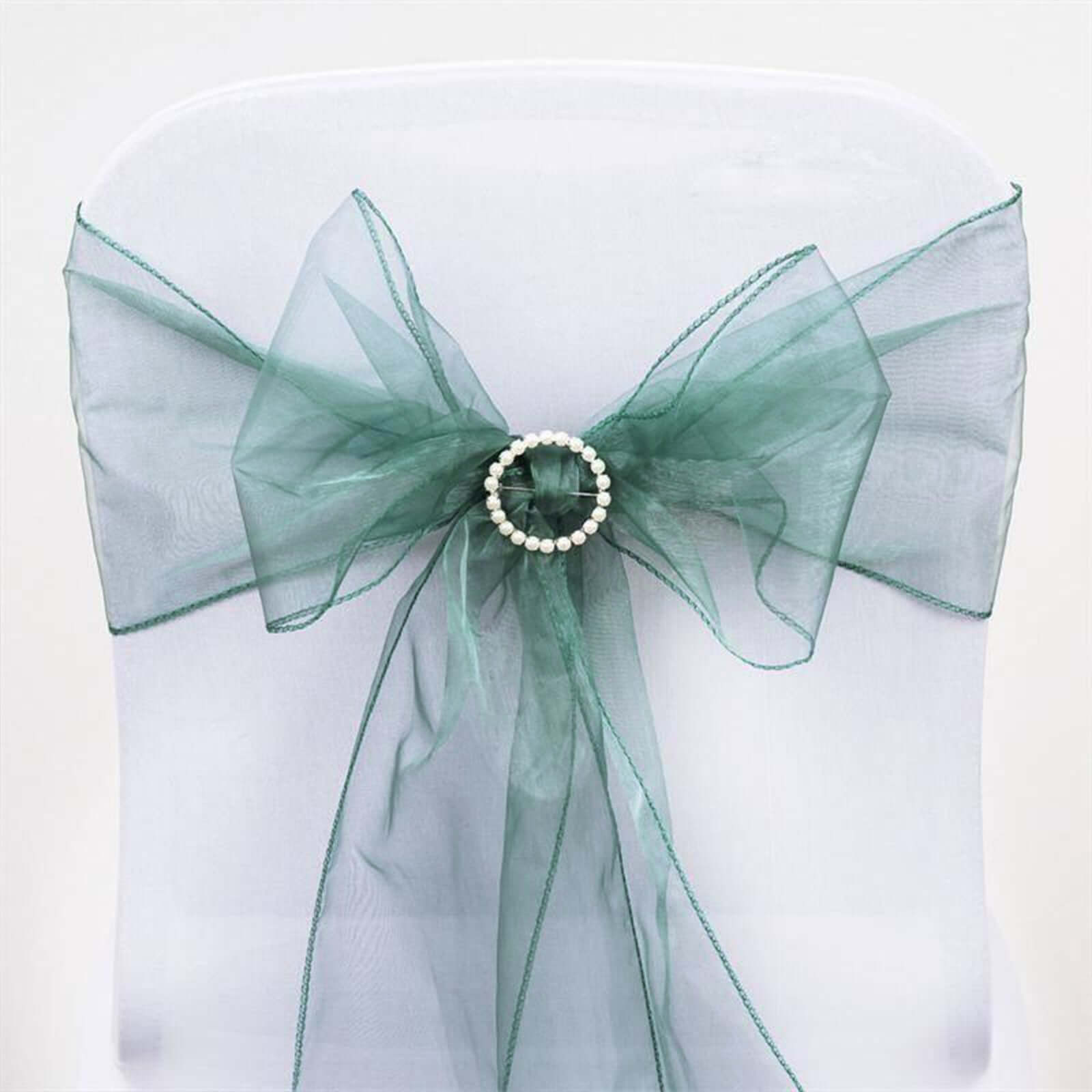 5-Pack Hunter Emerald Green Organza Sashes | eFavormart.com