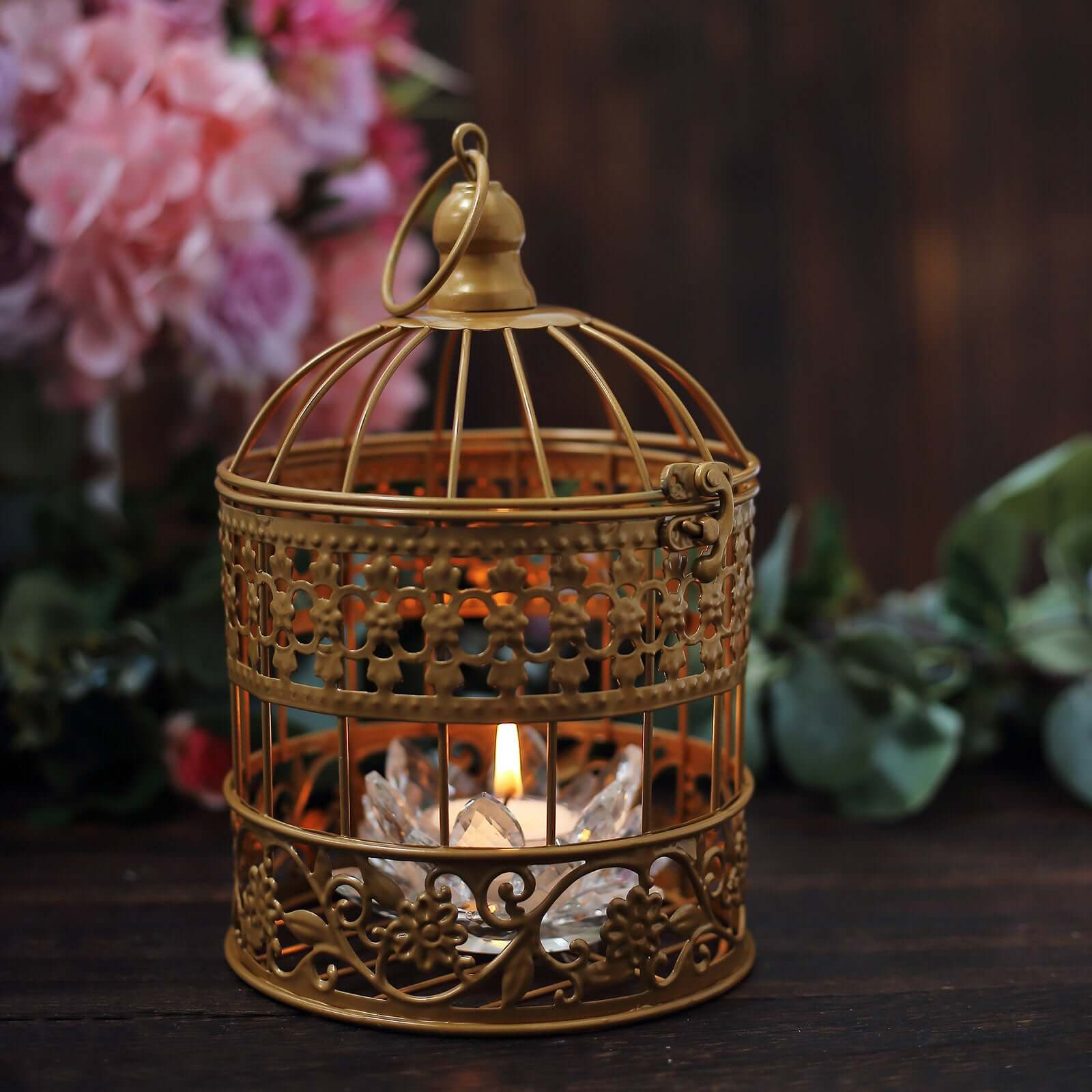 Gold Wrought Iron Bird Cage Card Holders | eFavormart.com