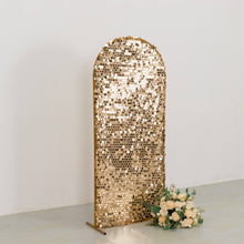 Sparkly Gold Big Payette Sequin Fitted Chiara Backdrop Stand Cover for Round Top Wedding Arch