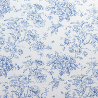 Spandex Fitted Chiara Backdrop Cover – French Toile Floral in Blue & White, Round Top Wedding Arch Slipcover 7ft