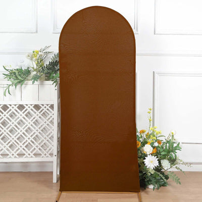 Cinnamon Brown Spandex Fitted Wedding Arch Cover For Round Top Chiara Backdrop Stand 5ft