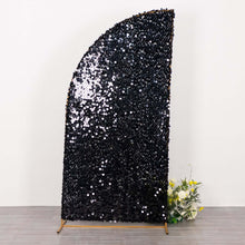 7ft Black Double Sided Big Payette Sequin Chiara Backdrop Stand Cover For Half Moon Arch Stand