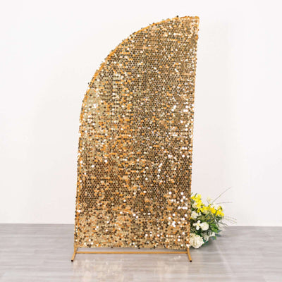 Gold Double Sided Big Payette Sequin Chiara Backdrop Stand Cover For Half Moon Wedding Arch Stand 7ft