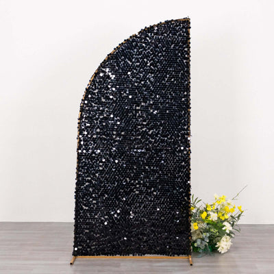 Black Double Sided Big Payette Sequin Chiara Backdrop Stand Cover For Half Moon Wedding Arch 6ft