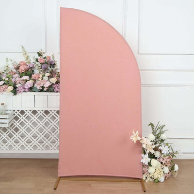 Matte Dusty Rose Fitted Spandex Half Moon Wedding Arch Cover, Custom Fit Chiara Backdrop Stand Cover 6ft
