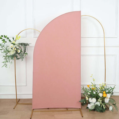 Matte Dusty Rose Fitted Spandex Half Moon Wedding Arch Cover, Custom Fit Chiara Backdrop Stand Cover 6ft