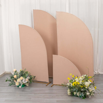 Set of 4 Matte Nude Fitted Spandex Half Moon Wedding Arch Covers, Custom Fit Chiara Backdrop Stand Covers 2.5ft,5ft,6ft,7ft