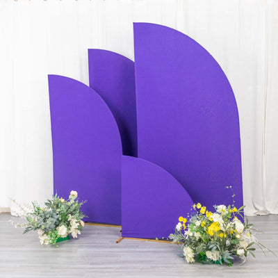 Set of 4 Matte Purple Fitted Spandex Half Moon Wedding Arch Covers, Custom Fit Chiara Backdrop Stand Covers 2.5ft,5ft,6ft,7ft