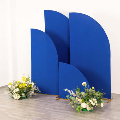 Set of 4 Matte Royal Blue Fitted Spandex Half Moon Wedding Arch Covers, Custom Fit Chiara Backdrop Stand Covers 2.5ft,5ft,6ft,7ft