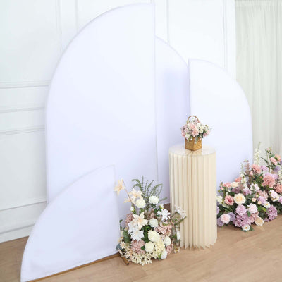 Set of 4 Matte White Fitted Spandex Half Moon Wedding Arch Covers, Custom Fit Chiara Backdrop Stand Covers 2.5ft,5ft,6ft,7ft