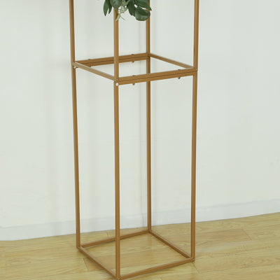 3D Gold Metal Wedding Arch Backdrop Stand with Round Top, Heavy-Duty Floral Balloon Frame for Party Decor - 7.5ft