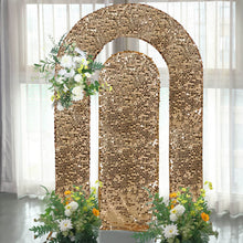 Set of 2 Gold Big Sequin Wedding Arch Covers for Round Top and Double Arch Chiara Backdrop Stands