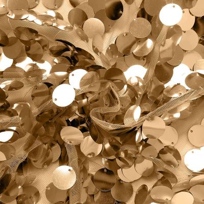 Set of 2 Gold Big Sequin Wedding Arch Covers for Round Top and Double Arch Chiara Backdrop Stands - 6ft,8ft