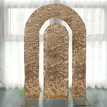 Set of 2 Gold Big Sequin Wedding Arch Covers for Round Top and Double Arch Chiara Backdrop Stands