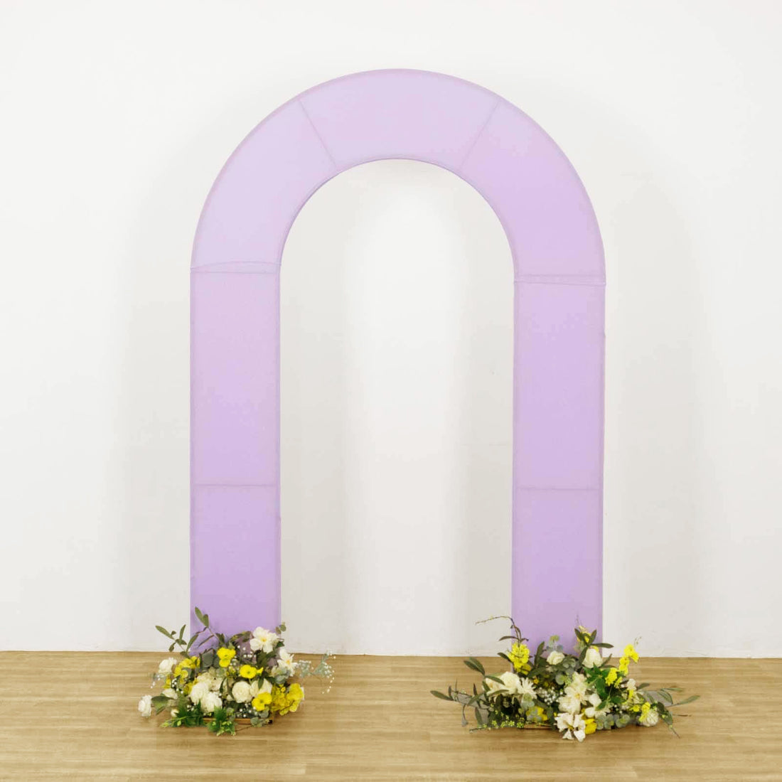 Lavender Lilac Spandex Fitted Open Arch Backdrop Cover, Double-Sided U-Shaped Wedding Arch Slipcover