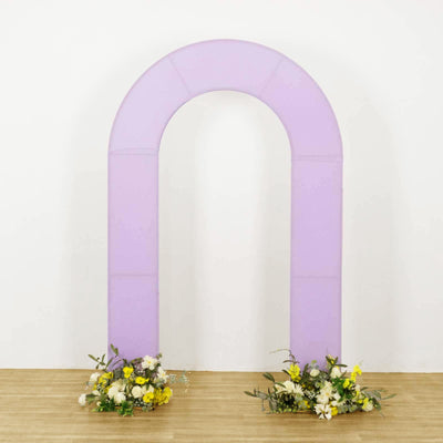 Lavender Lilac Spandex Fitted Open Arch Backdrop Cover, Double-Sided U-Shaped Wedding Arch Slipcover - 8ft