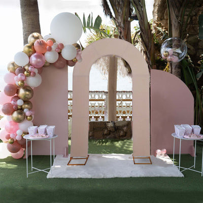 Nude Spandex Fitted Open Arch Backdrop Cover, Double-Sided U-Shaped Wedding Arch Slipcover 8ft