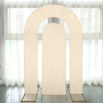 <span style="background-color:transparent;color:#000000;">Beige Spandex Fitted Wedding Arch Covers for a Perfect Backdrop</span>