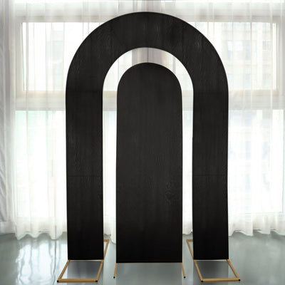 Set of 2 Black Spandex Fitted Wedding Arch Covers for Round Top and Double Arch Chiara Backdrop Stands - 6ft,8ft