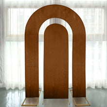 Set of 2 Brown Spandex Fitted Wedding Arch Covers for Round Top and Double Arch