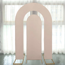 Set of 2 Nude Spandex Fitted Wedding Arch Covers for Round Top and Double Arch