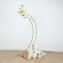 Gold Metal Half Crescent Moon Wedding Arch Flower Stand, Table Top Centerpiece