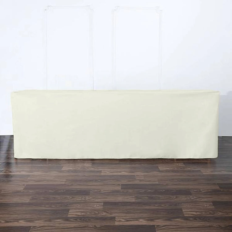 Fitted Ivory Polyester Rectangular Table Cover 8 Feet