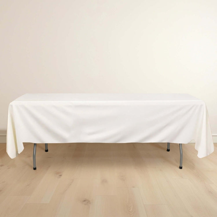 60x102inch Ivory Premium Scuba Rectangular Tablecloth, Wrinkle Free Polyester Seamless