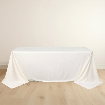 Ivory Premium Scuba Rectangular Tablecloth, Wrinkle Free Polyester Seamless Tablecloth 90"x132" for 6 Foot Table With Floor-Length Drop