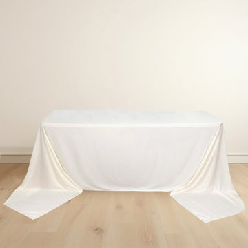 Ivory Premium Scuba Rectangular Tablecloth, Wrinkle Free Polyester Seamless Tablecloth 90"x156" for 8 Foot Table With Floor-Length Drop