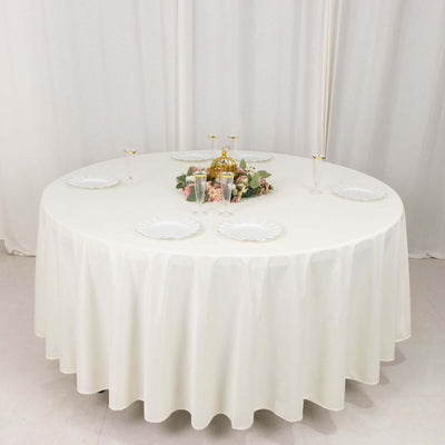 Scuba Round Tablecloth 108" Ivory - Wrinkle Free Table Cover