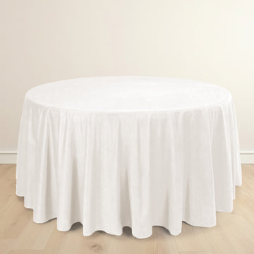 Ivory Premium Scuba Round Tablecloth, Wrinkle Free Polyester Seamless Tablecloth 120" for 5 Foot Table With Floor-Length Drop