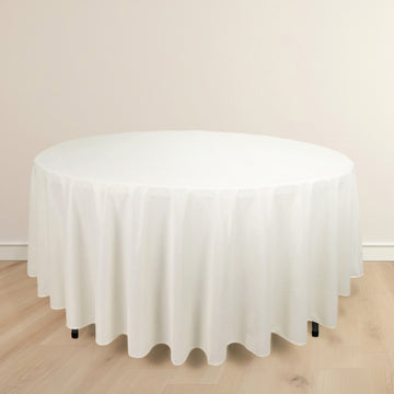 Ivory Premium Scuba Round Tablecloth, Wrinkle Free Polyester Seamless Tablecloth 108"