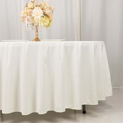 Scuba Round Tablecloth 108" Ivory - Wrinkle Free Table Cover