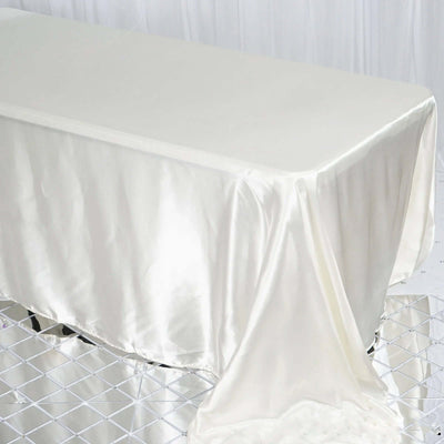 Satin Rectangular Tablecloth 90"x132" Ivory - Seamless Table Cover