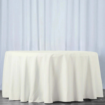 Premium Polyester Round Tablecloth 108" Ivory - 220GSM Wrinkle-Resistant & Durable Table Cover