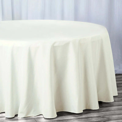 Premium Polyester Round Tablecloth 132" Ivory - Seamless 220GSM Table Cover