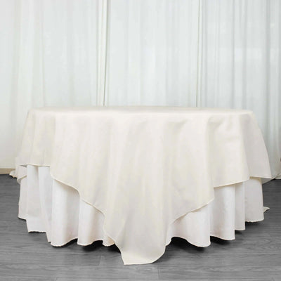 Premium Polyester Square Table Overlay 90"x90" Ivory - 220GSM Wrinkle-Resistant & Durable Table Topper