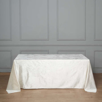 Ivory Seamless Premium Velvet Rectangle Tablecloth, Reusable Linen 90"x132" for 6 Foot Table With Floor-Length Drop