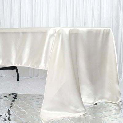 Satin Rectangular Tablecloth 60"x126" Ivory - Wrinkle-Resistant & Durable Table Cover
