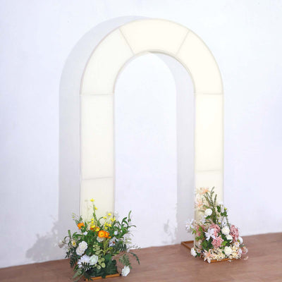 Ivory Spandex Fitted Open Arch Backdrop Cover, Double-Sided U-Shaped Wedding Arch Slipcover 8ft