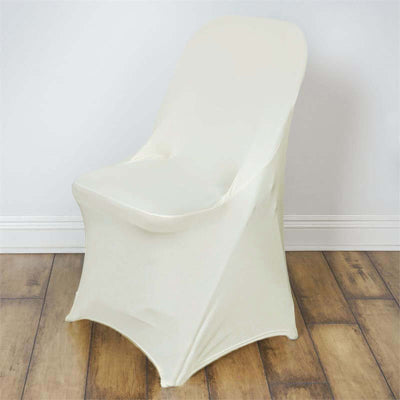 Stretch Spandex Folding Chair Cover Ivory - Durable 160GSM Fitted Slipcover