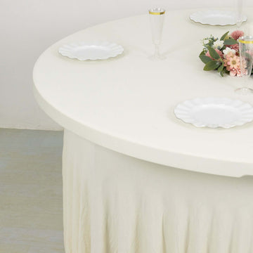 Ivory Spandex 72 inches Round Tablecloth Table Skirt