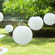 Set of 8 Ivory Hanging Paper Lanterns, Assorted Size Decorative Round Chinese Sky Lanterns