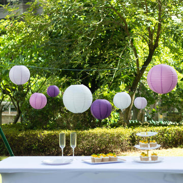 <h3 style="margin-left:0px;"><strong>Mixed Purple White Hanging Lanterns: Perfect for Creating Ambiance</strong>