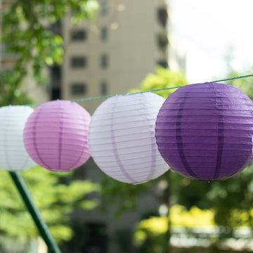 <h3 style="margin-left:0px;"><strong>Elegant and Versatile Décor With Mixed Purple White Hanging Paper Lanterns</strong>