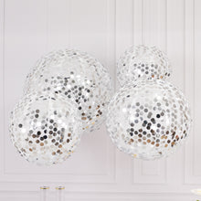 Set of 4 Shimmer Silver Payette Sequin Hanging Lanterns, Large Decorative Round Foldable Fabric