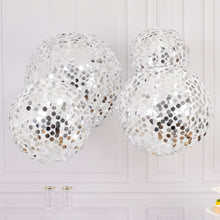 Set of 4 Shimmer Silver Payette Sequin Hanging Lanterns, Large Decorative Round Foldable Fabric